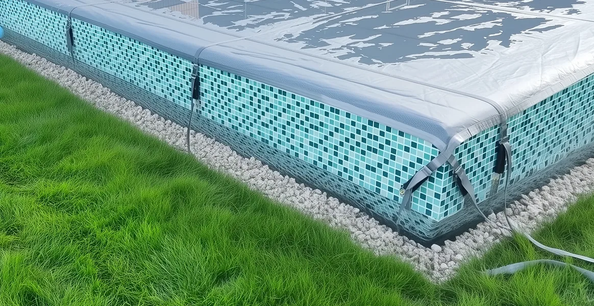 Покрывало для бассейна под снегом — защита зимой в Великих Луках